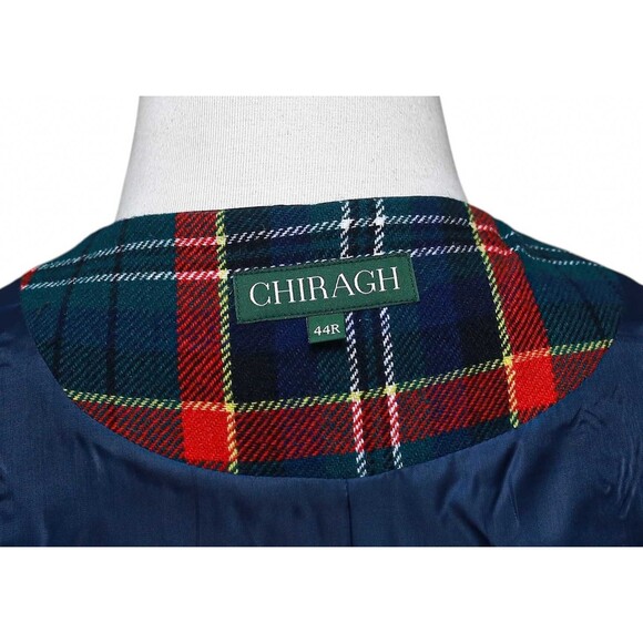 Mens Tartan Plaid Vest 44R Green Blue Red Lambswool Waistcoat XL Formal Wedding - Picture 3 of 9